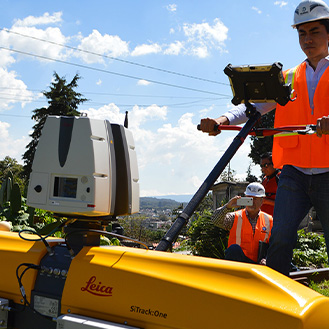Point cloud and 3d model of a railway bridge with a train